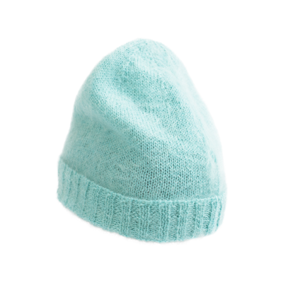 Shop Raf Simons Patched Knitted Beanie In Blue