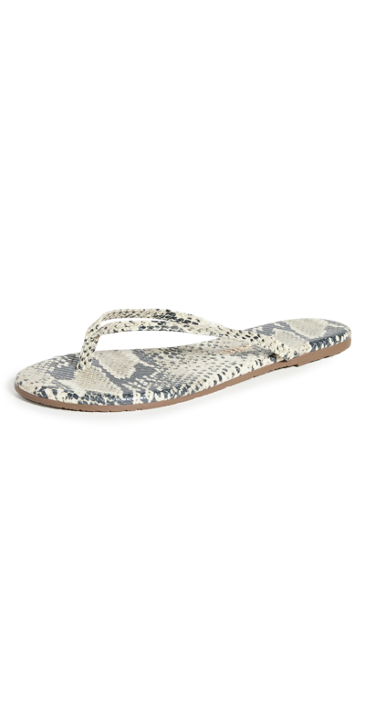 Tkees Studio Exotic Snake-effect Leather Flip Flops In Sandsnake