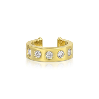 Shop Nancy Newberg Ear Cuff With Diamonds Earring In Yellow Gold,white Diamonds