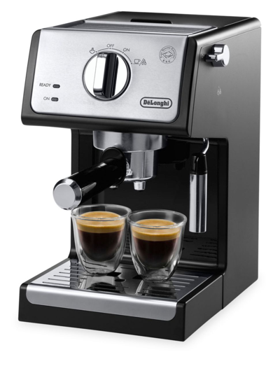 Shop Delonghi 15-bar Pump Espresso & Cappuccino Machine In Black Stainless Steel