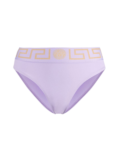 Shop Versace Greca Key Bikini Bottoms In Multicolour