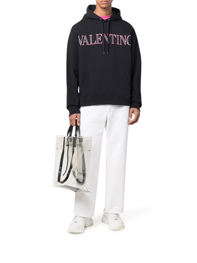 Shop Valentino Logo-print Hoodie In Blue