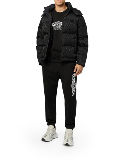 Shop Versace Sports Pants With Greek In Black