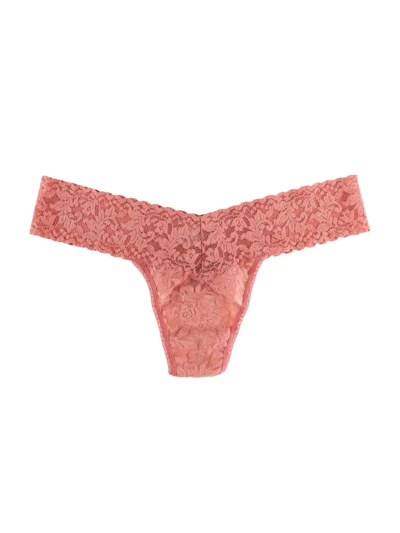 Shop Hanky Panky Signature Lace Low-rise Lace Thong In Himalayan Pink Salt