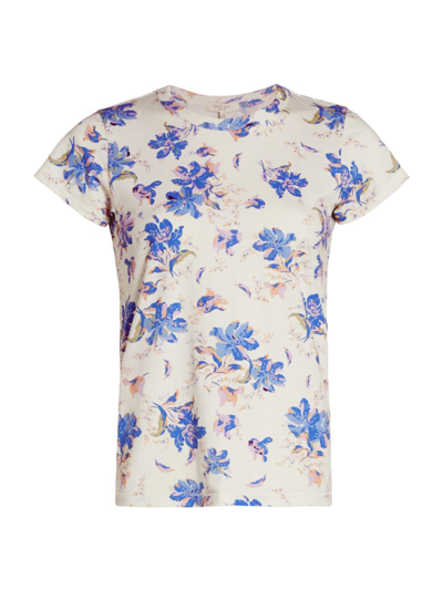 Shop Rag & Bone Women's Floral Crewneck T-shirt In Ivory Multi