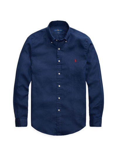 Shop Polo Ralph Lauren Men's Tailored Button-down Shirt In Newport Navy