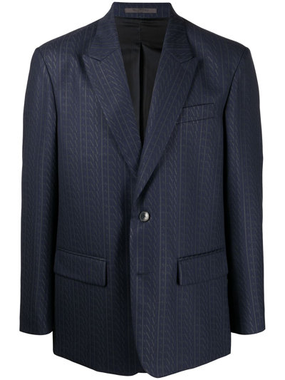 Valentino Vltn-print Single-breasted Suit Jacket In Blau