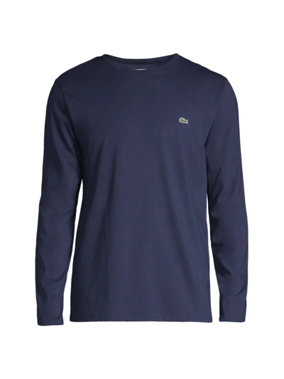 Shop Lacoste Men's Long-sleeve Cotton T-shirt In Navy