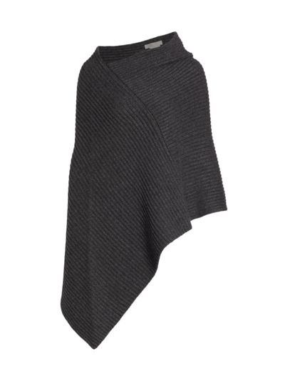 Shop The Row Atna Rib-knit Cashmere Poncho In Grey Melange