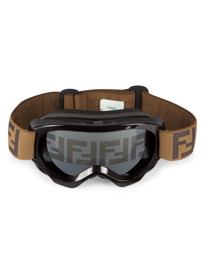 Shop Fendi Kids' Logo Goggles In Black