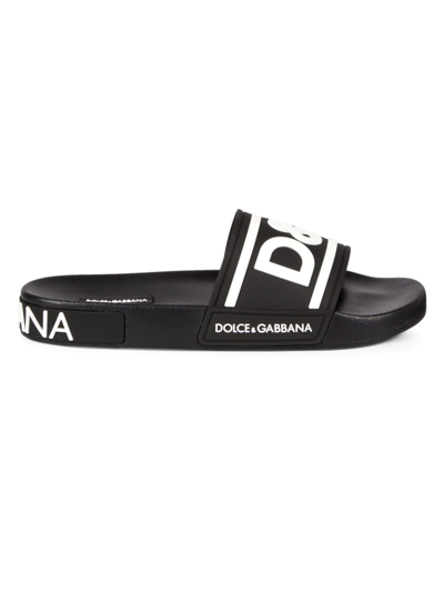 Shop Dolce & Gabbana Men's Portofino Drip Pool Slide Sandals In Black White