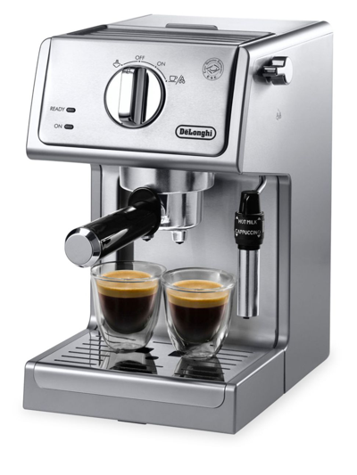 Shop Delonghi 15-bar Pump Espresso & Cappuccino Machine In Stainless Steel
