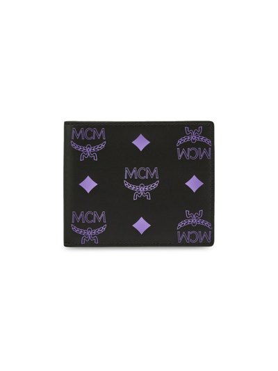 Shop Mcm Men's Color Splash Logo Card Case In Dahlia Purple