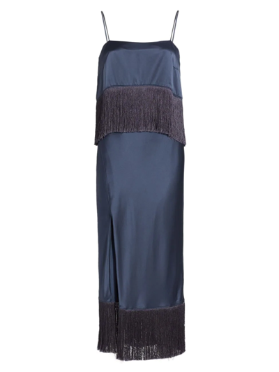 Shop Cinq À Sept Women's Eastwood Silk Fringe Dress In Shadow