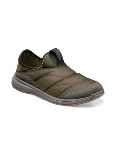 Shop Florsheim Boy's Nylon Quilted Sneakers In Olive