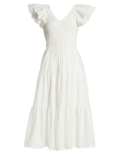 Shop Sea Women's Heidi Flutter-sleeve Tiered Dress In White