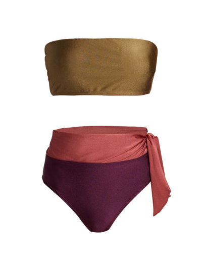 Shop Zimmermann Women's Two-piece Rosa Bandeau Bikini Set In Spliced