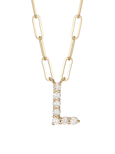 Shop Saks Fifth Avenue Women's 14k Yellow Gold & 0.40 Tcw Diamond Large Initial Pendant Necklace In Initial L