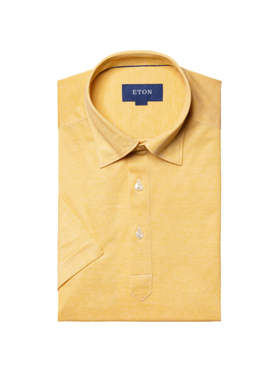 Shop Eton Men's Contemporary-fit Piqué Shirt In Yellow