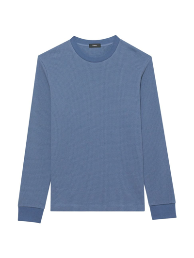 Shop Theory Waffle-knit Crewneck Sweater In Blue
