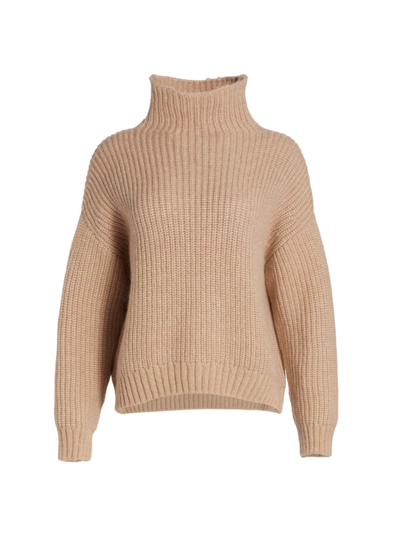 Shop Anine Bing Women's Sydney Ribbed Turtleneck Sweater In Tan