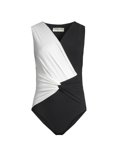Shop Chiara Boni La Petite Robe Women's Filly Two-tone One-piece Swimsuit In Black White