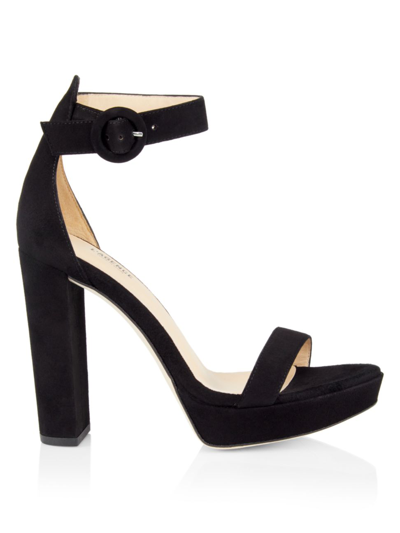 Shop L Agence Women's Cecile Suede Ankle-strap Sandals In Black