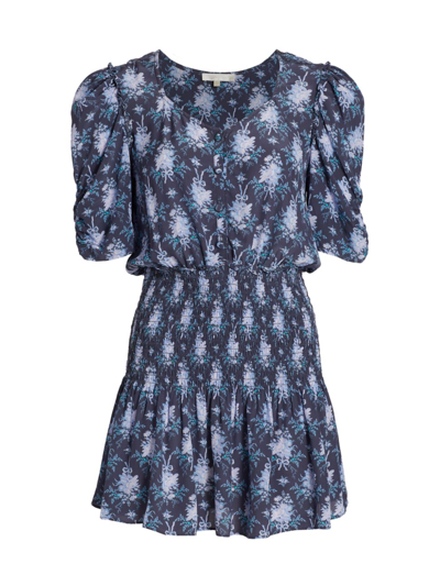 Shop Loveshackfancy Women's Brickell Blouson Minidress In Blue Noir