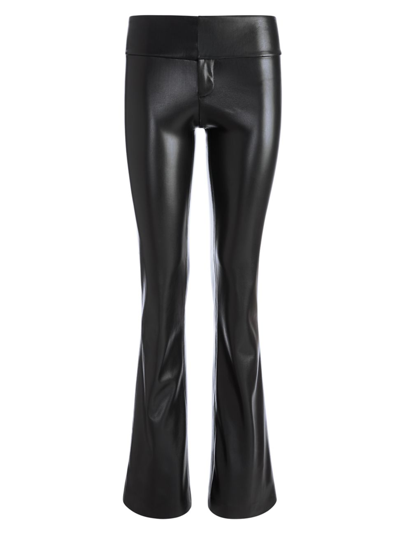 Shop Alice And Olivia Women's Olivia Faux Leather Flared Pants In Black