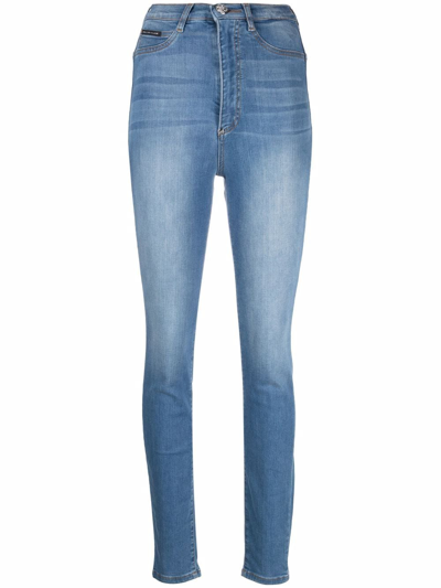 Shop Philipp Plein High-waisted Jeggings In Blau