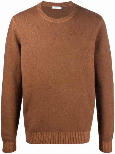 Shop Malo Round Neck Jumper In Braun