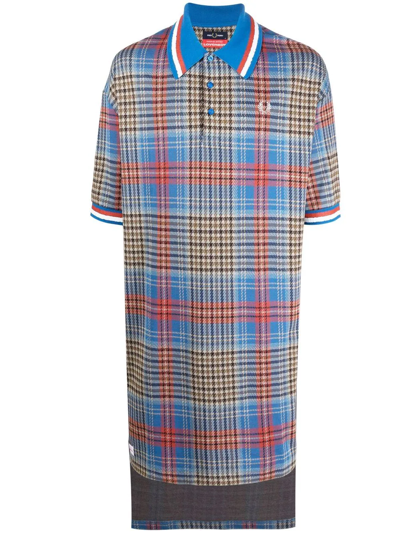 Fred Perry Tartan-print Long-length Polo Shirt In Blau | ModeSens