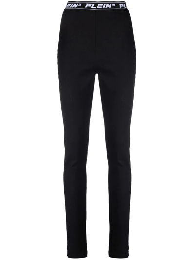 Shop Philipp Plein Logo-waistband Leggings In Schwarz