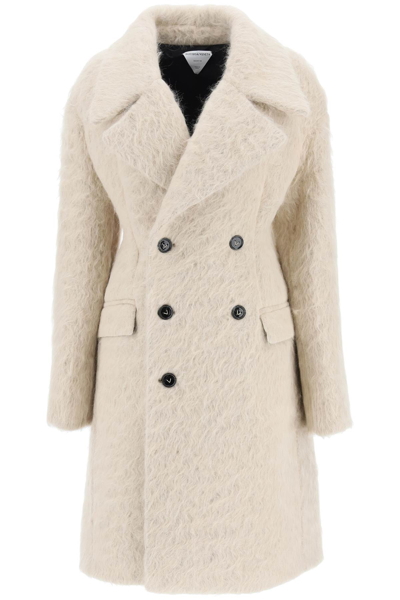 Shop Bottega Veneta Brushed Wool Coat In Beige