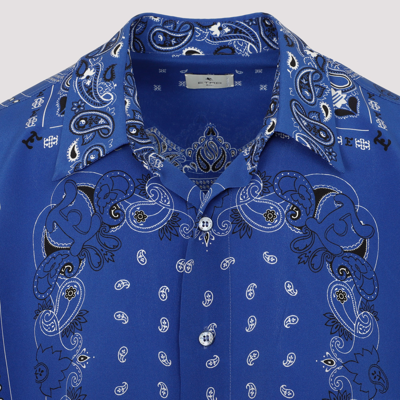 Shop Etro Confort Silk Shirt In Blue