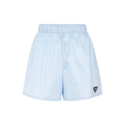 Shop Prada Re-nylon Shorts Pants In Blue