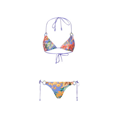 Shop Zimmermann Tropicana Ring Tie Bikini Swimwear In Multicolour