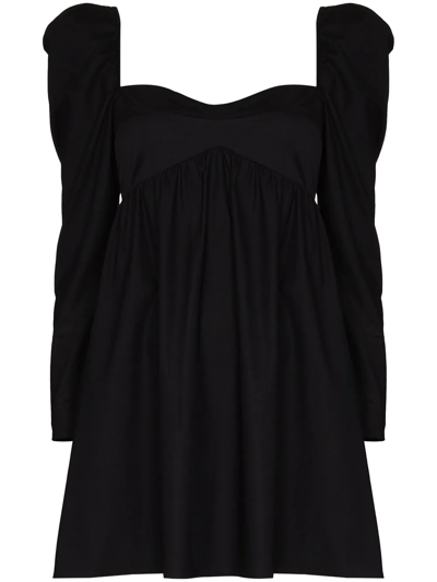 Shop Reformation Kenzi Puff-sleeve Minidress In Black