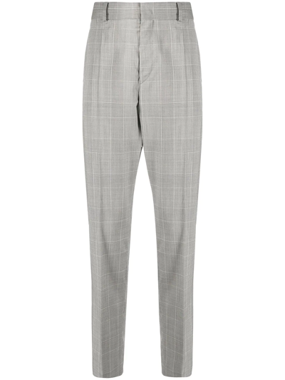 Shop Isabel Marant Check-print Cotton Tailored Trousers In Grau