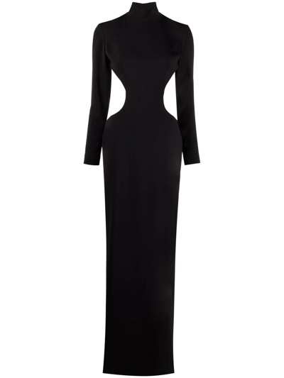 Shop Monot Open-back High-neck Cut-out Evening Gown In Schwarz