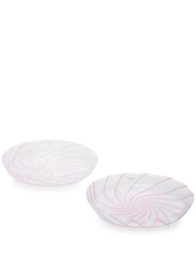 Shop Hay Set Of 2 Spin Saucers In Rosa