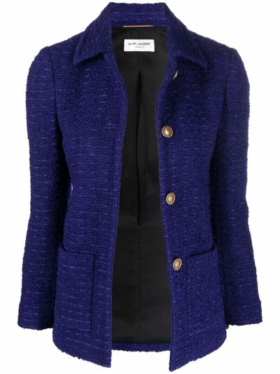 Shop Saint Laurent Tweed Button-up Jacket In Violett