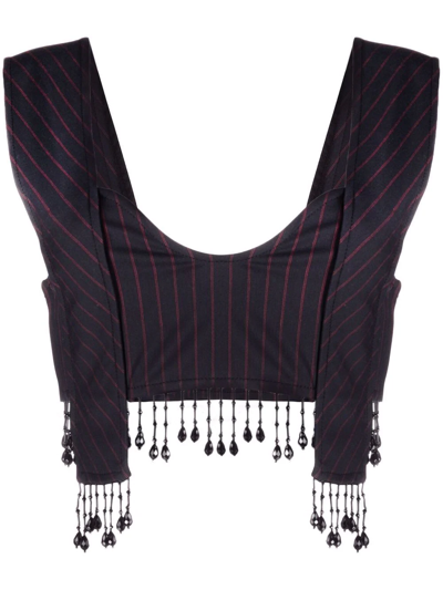 Ganni Beaded Bra Top In Blau