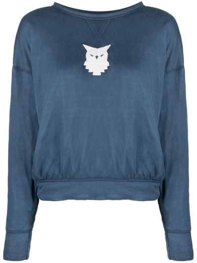 Shop Maison Margiela Owl-print Long-sleeved Sweatshirt In Blau