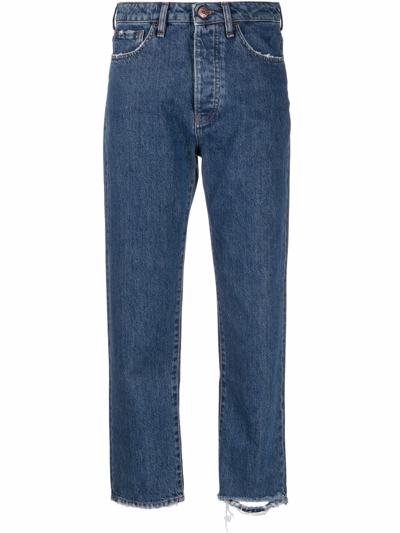 Shop 3x1 Distressed Straight-leg Jeans In Blau