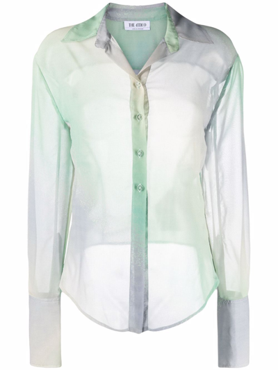 Shop Attico Gradient Mesh Button-up Shirt In Grün