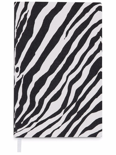 Shop Dolce & Gabbana Small Zebra-print Leather Ruled Notebook In Black