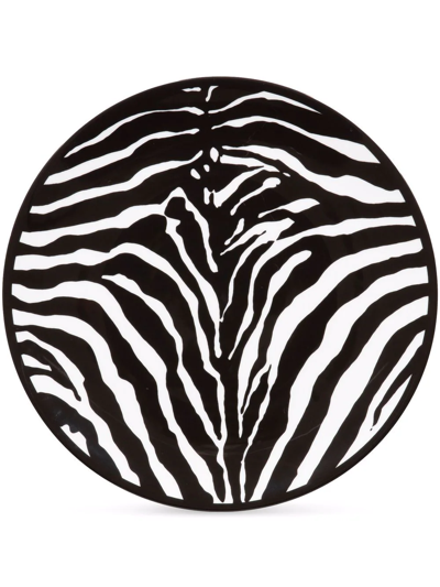 Shop Dolce & Gabbana Zebra-print Porcelain Charger Plate (31cm) In Weiss