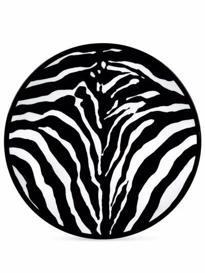 Shop Dolce & Gabbana Zebra-print Porcelain Dinner Plates (set Of 2) In White