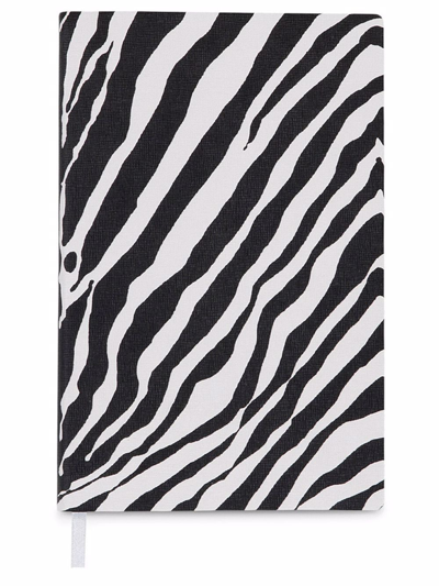 Shop Dolce & Gabbana Small Zebra-print Leather Blank Notebook In Black